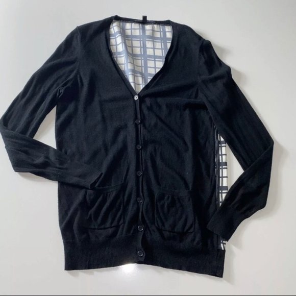 HARVÉ BERNARD Black & White Button Cardigan Sz L - Picture 1 of 12